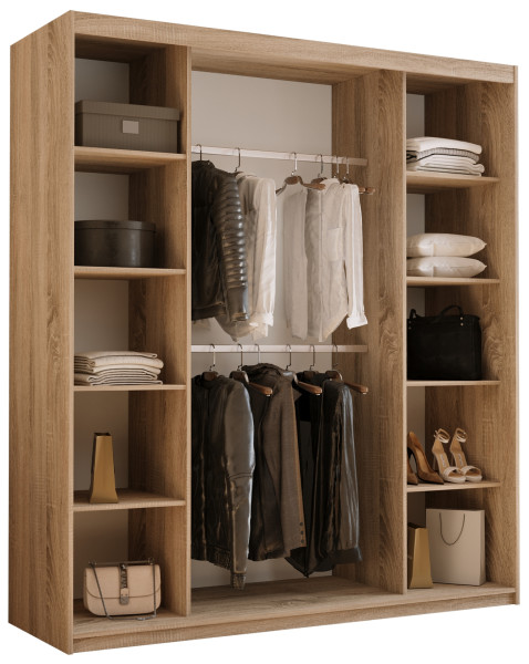 Szafa przesuwna z lustrem 200 cm HOT dąb sonoma