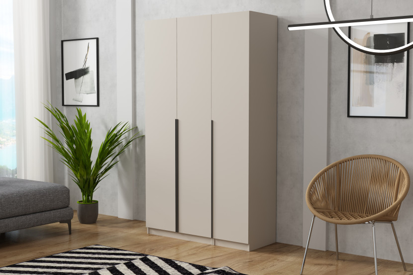 Szafa trzydrzwiowa Bristol 135cm Czarny złote uchwyty