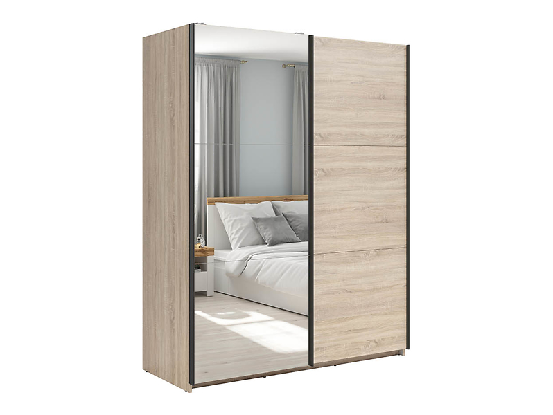 Szafa przesuwna Tetrix 153 cm z lustrem dąb wotan