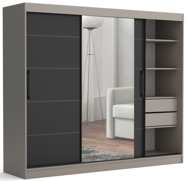 Szafa przesuwna CHELSEA 235 cm Garderoba Kamienny/Kaszmir