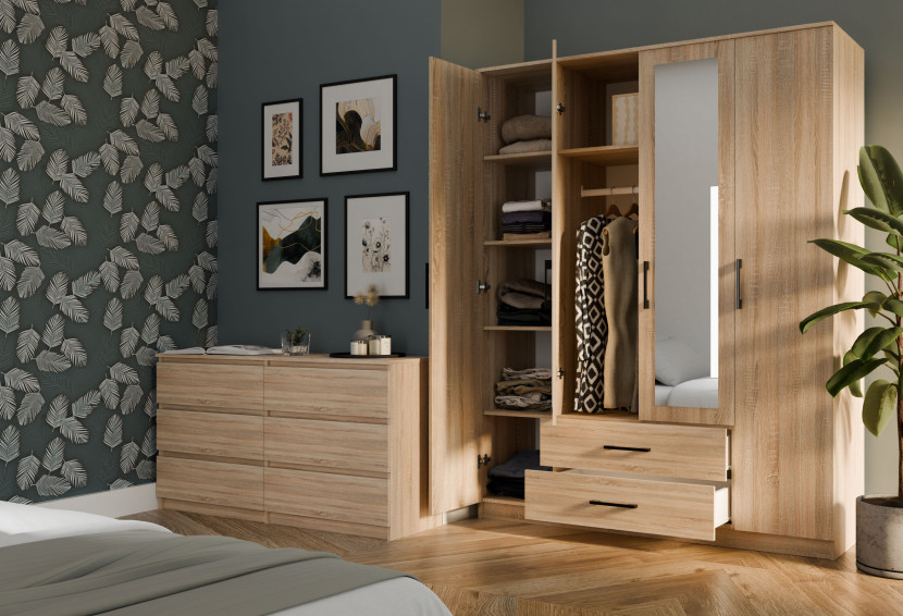 Szafa Romana 160 lustro 2 szuflady 160cm dąb sonoma
