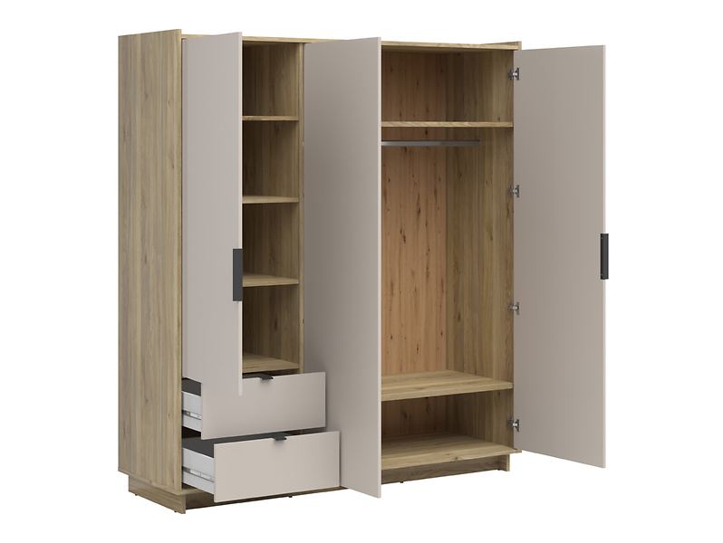 Szafa trzydrzwiowa Dalva 180 cm z 2 szufladami dąb mauvella/kashmir