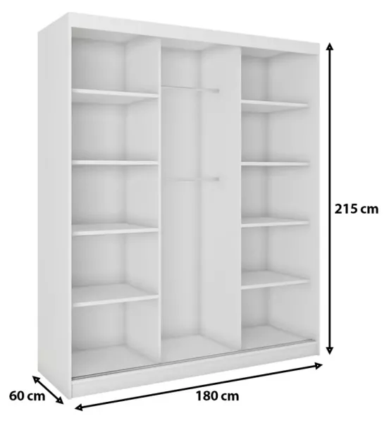 Szafa przesuwna z lustrem 180 cm dąb sonoma CUBE