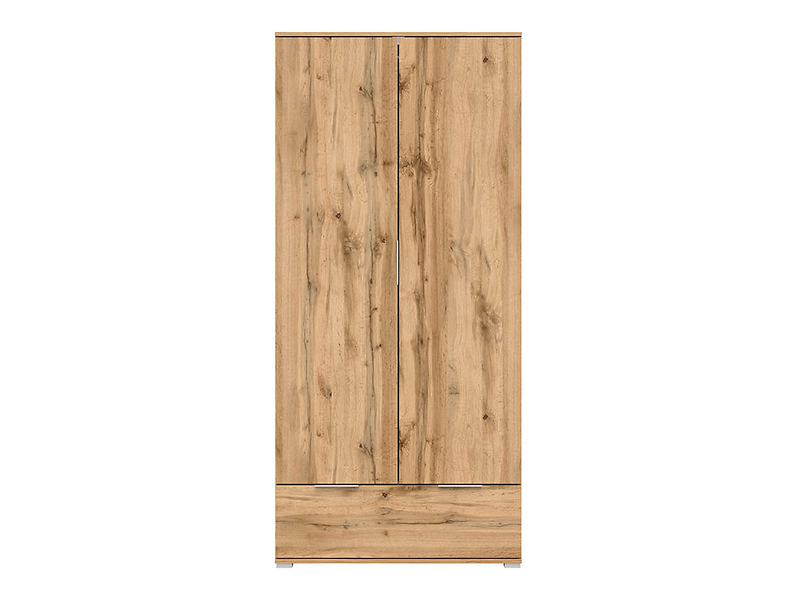 Szafa dwudrzwiowa Zele 90 cm z szufladą dąb wotan/biały połysk