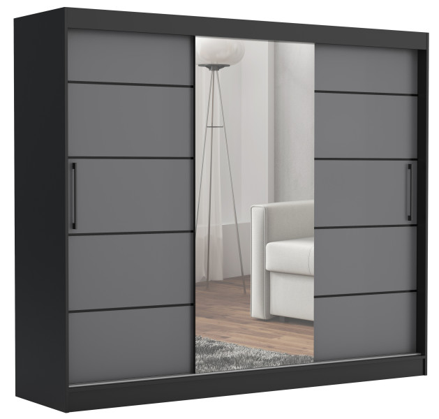Szafa przesuwna CHELSEA 235 cm Garderoba Kamienny/Kaszmir