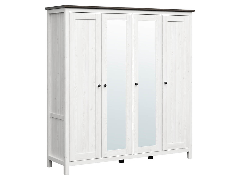 Szafa czterodrzwiowa Hesen 197 cm z lustrem modrzew sibiu jasny/sosna larico