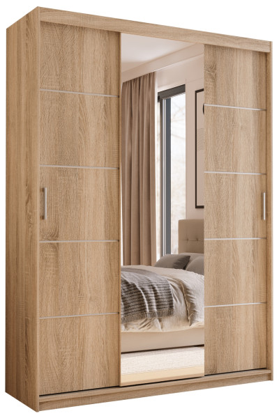 Szafa przesuwna z lustrem 200 cm HOT dąb sonoma