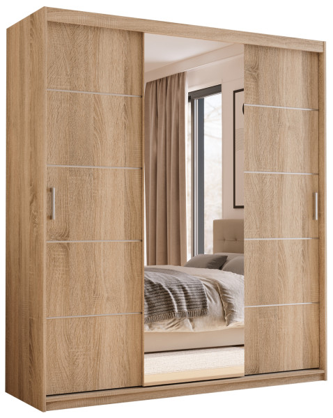 Szafa przesuwna z lustrem 200 cm HOT dąb sonoma