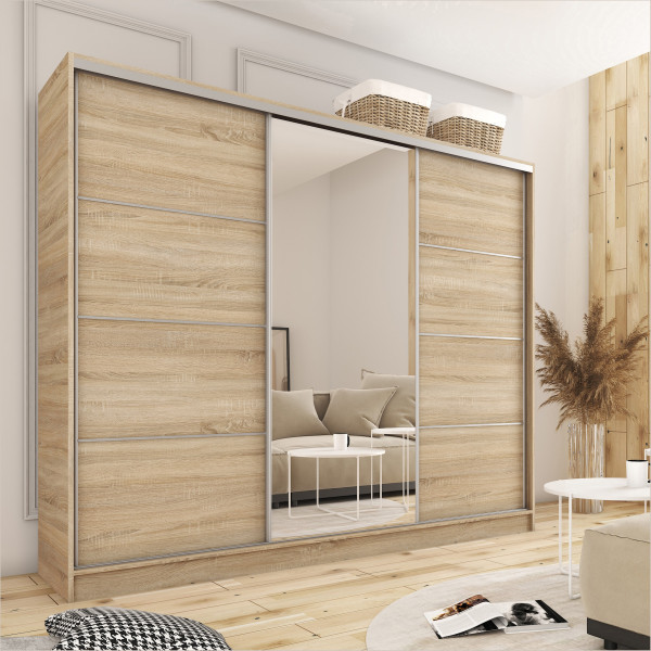 Szafa przesuwna z lustrem 280 cm TOP grafit