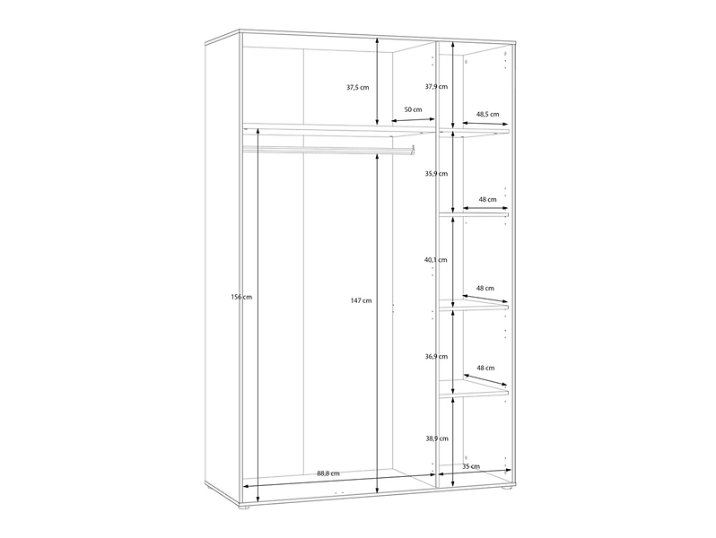 Szafa trzydrzwiowa Eliston 128 cm dąb mauvella/sand