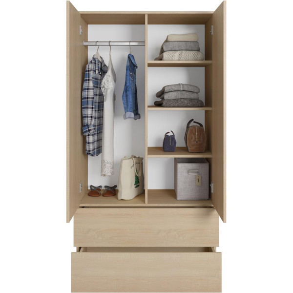 Szafa dwudrzwiowa z szufladami sonoma