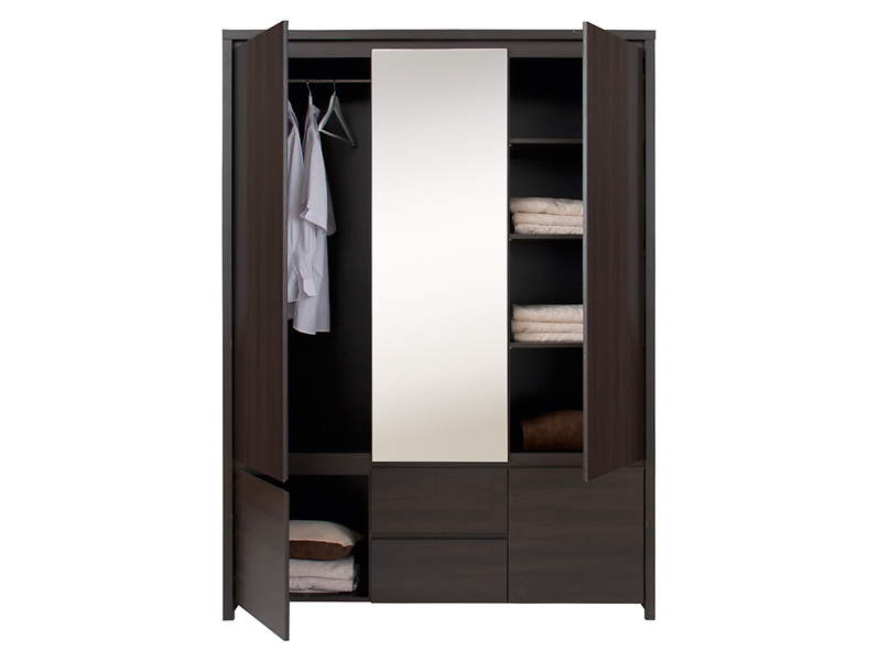 Szafa pięciodrzwiowa Kaspian 153 cm z lustrem i szufladami wenge