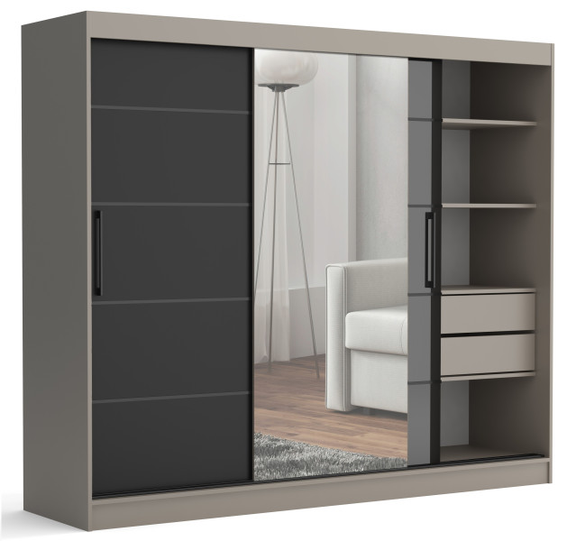 Szafa przesuwna CHELSEA 235 cm Garderoba Kamienny/Kaszmir