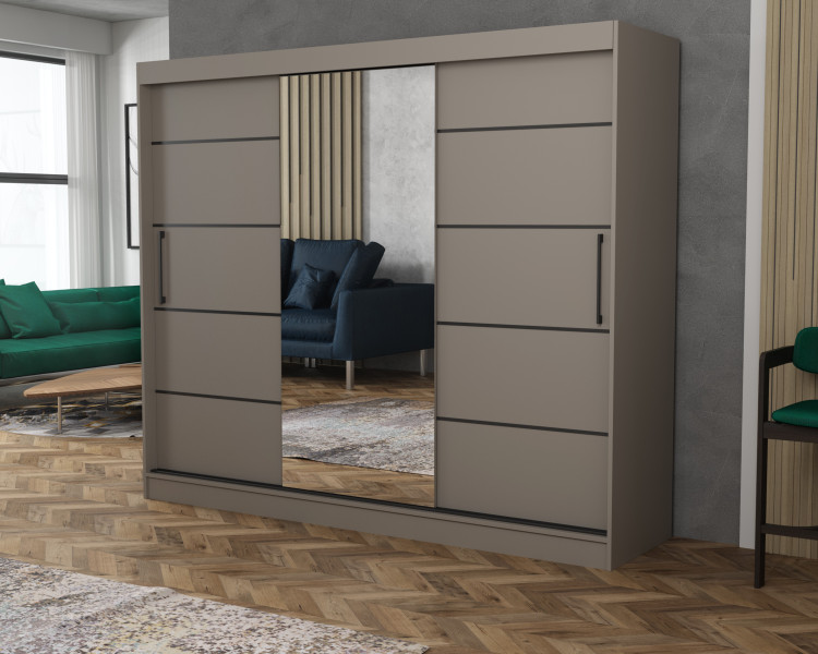 Szafa przesuwna CHELSEA 235 cm Garderoba Kamienny/Kaszmir