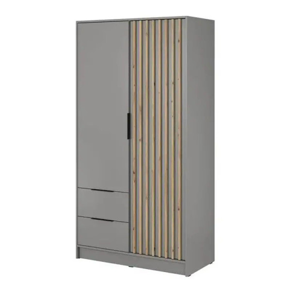 Grafitowa szafa Nelly 2D z szufladami lamele