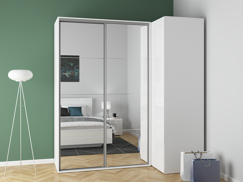 Szafa modułowa Flex 178 x 203 cm narożna z drzwiami grafit