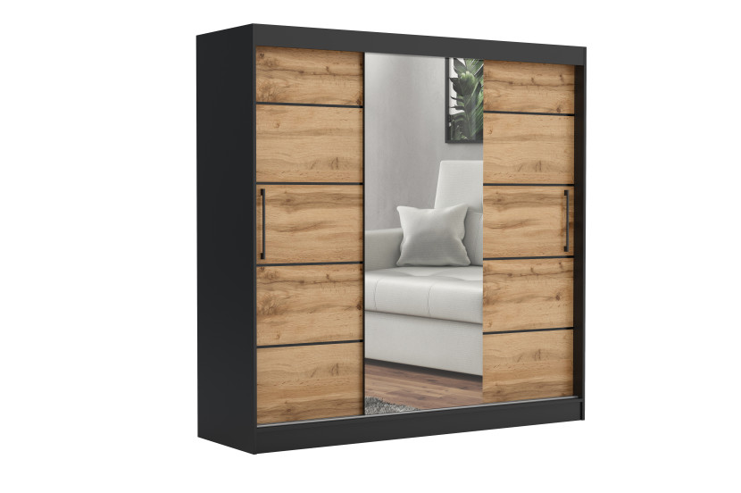 Szafa przesuwna CHELSEA 235 cm Garderoba Kamienny/Kaszmir