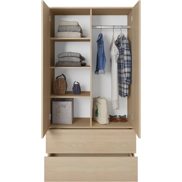 Szafa dwudrzwiowa z szufladami sonoma