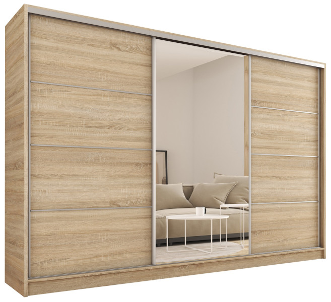 Szafa przesuwna z lustrem 280 cm TOP grafit