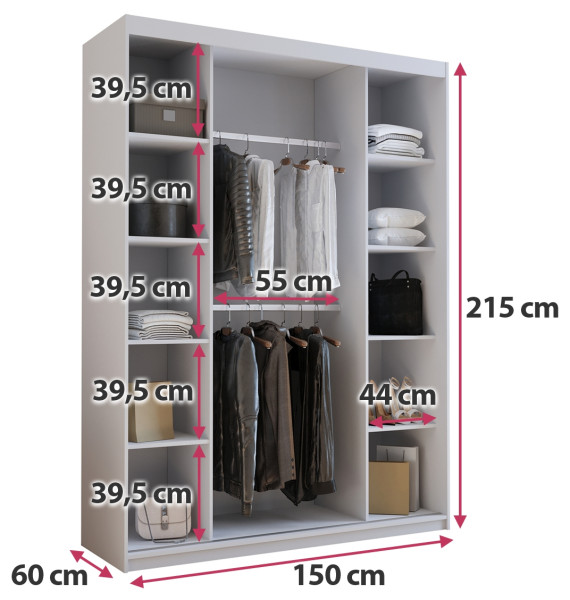 Szafa przesuwna z lustrem 200 cm HOT dąb sonoma