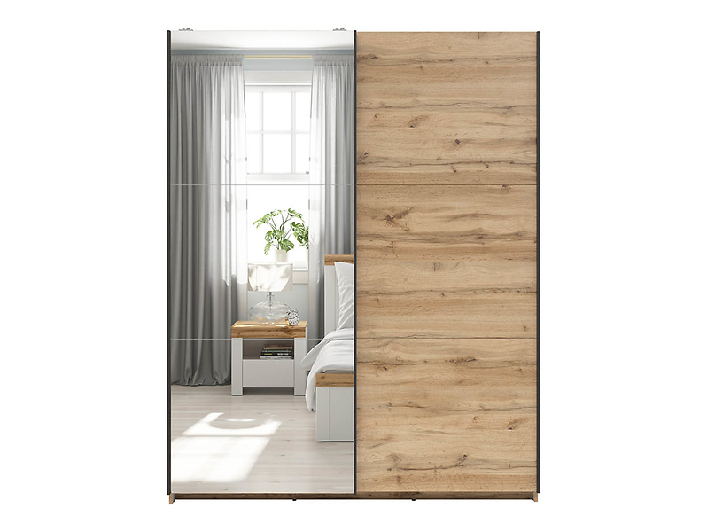 Szafa przesuwna Tetrix 153 cm z lustrem dąb wotan