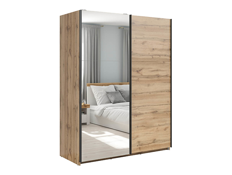 Szafa przesuwna Tetrix 153 cm z lustrem dąb wotan