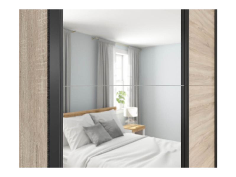 Szafa przesuwna Tetrix 153 cm z lustrem dąb wotan