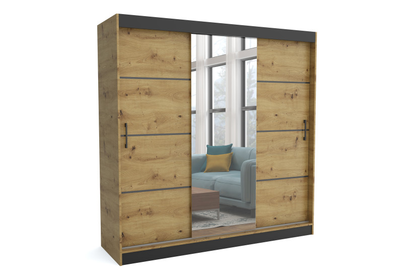 Szafa garderoba przesuwna WINDSOR 200 cm TOMY CZARNY