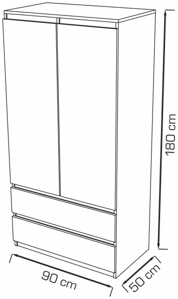 Szafa uchylna 90 cm z szufladami i wieszakiem MONTEGO dąb sonoma