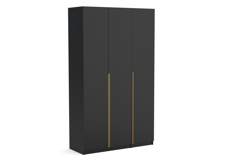 Szafa trzydrzwiowa Bristol 135cm Czarny złote uchwyty