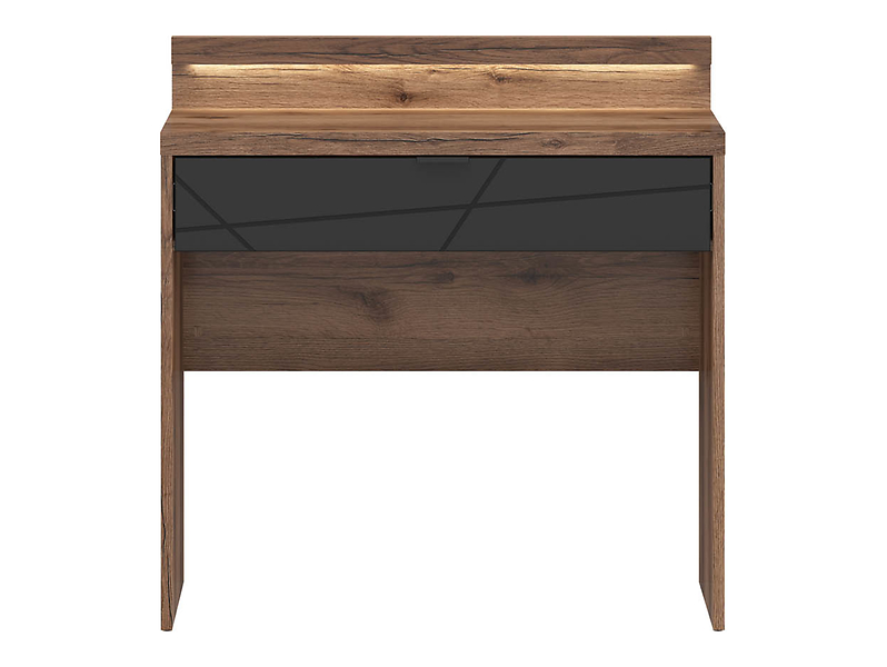 Toaletka z oświetleniem Forn 90 cm z szufladą  dąb delano ciemny/czarny