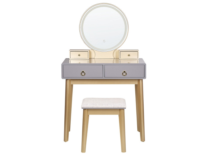 Toaletka zielono-złota 4 szuflady i lustro LED