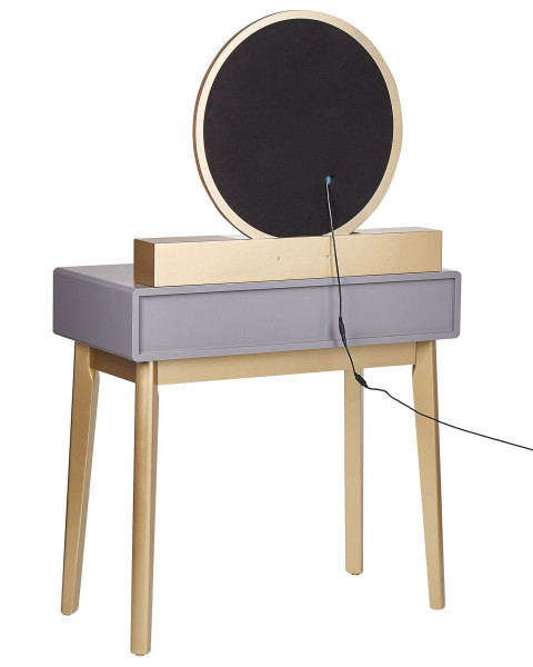 Toaletka zielono-złota 4 szuflady i lustro LED