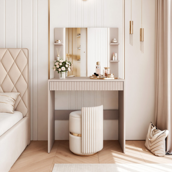 Toaletka z lustrem i oświetleniem ELENA w kolorze kaszmirowym