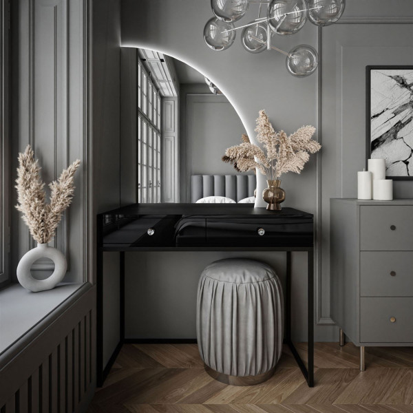 Toaletka QUINNIE biała uchwyt lustro prawe