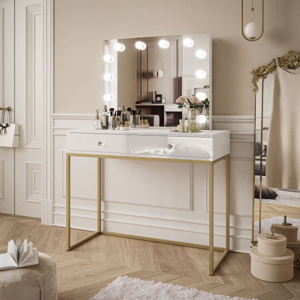 Toaletka BLANCO ELITE złoty/czarny połysk uchwyt kryształ