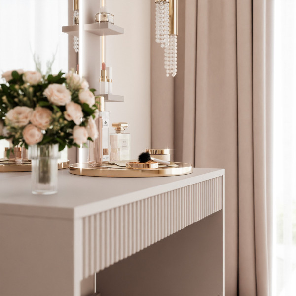 Toaletka z lustrem i oświetleniem ELENA w kolorze kaszmirowym