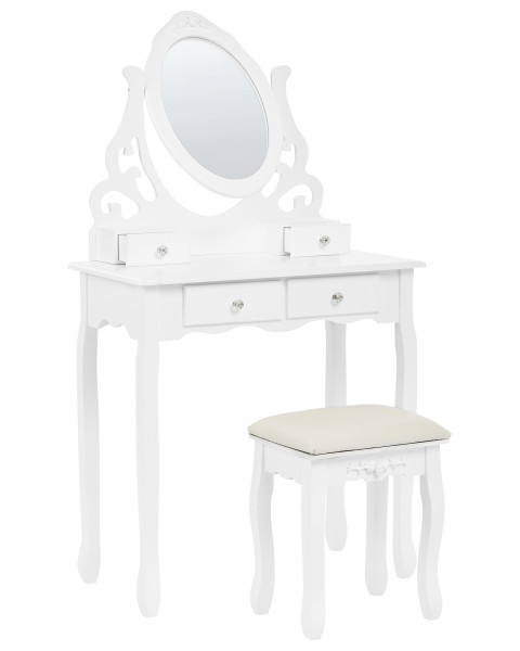 Toaletka biała z 4 szufladami i lustrem