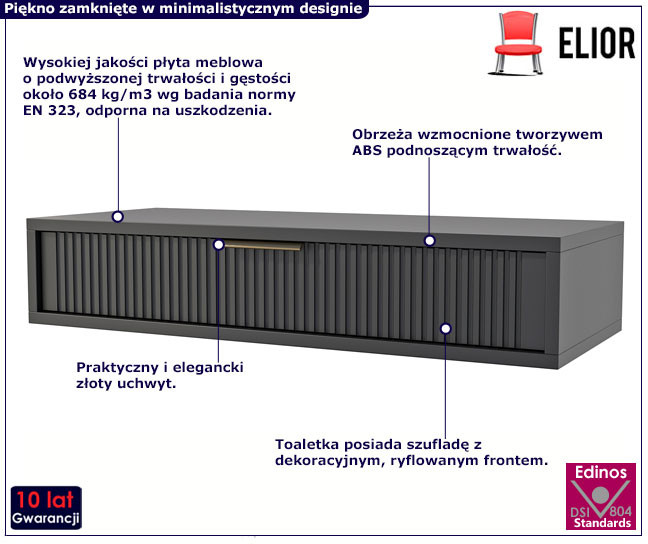 Kaszmirowa ryflowana toaletka ścienna - Zero