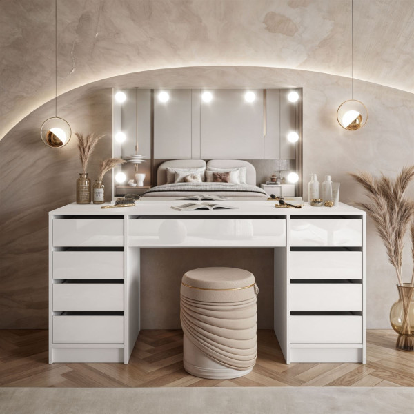 Toaletka MADA ELITE II z lustrem i oświetleniem kaszmir/kaszmir połysk