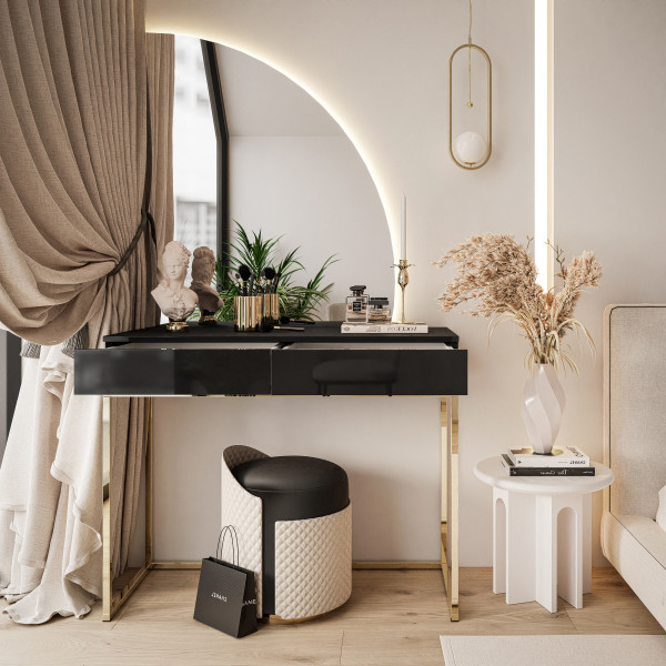 Toaletka QUINNIE złoty chrom/czarny uchwyt prawa