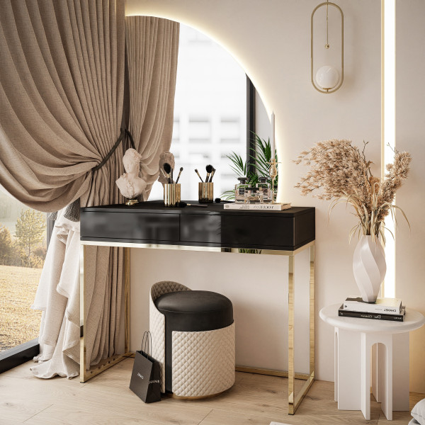 Toaletka QUINNIE złoty chrom/czarny uchwyt prawa