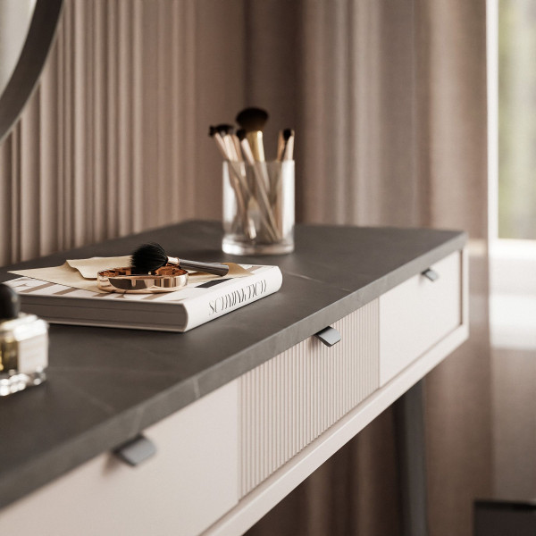 Toaletka NAVANI 130 cm z szufladami w kolorze kaszmirowym/szary kamień