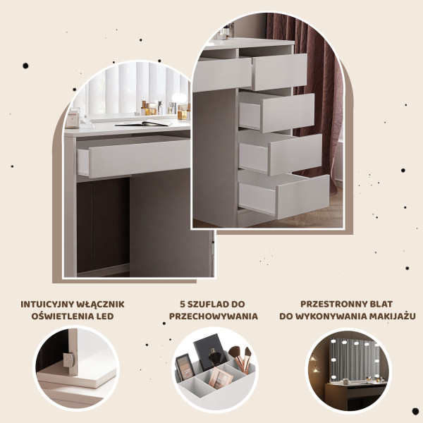Toaletka z lustrem i szufladami