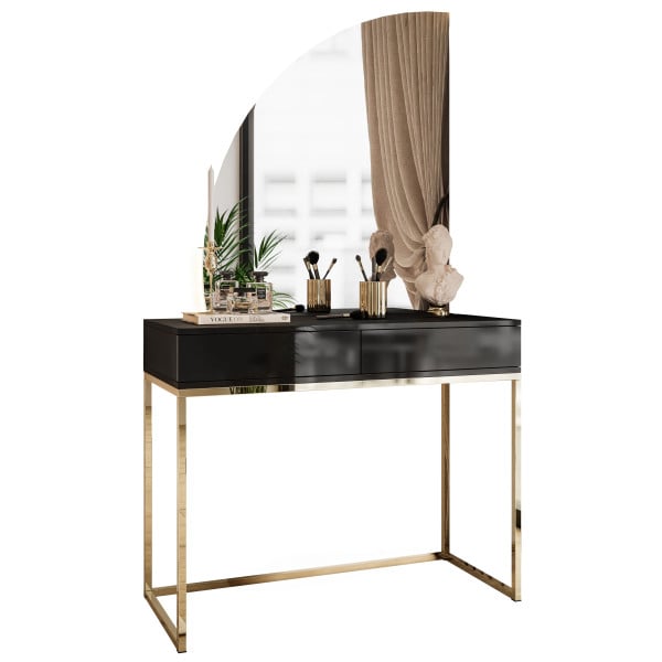 Toaletka QUINNIE złoty chrom/biały uchwyt lewa