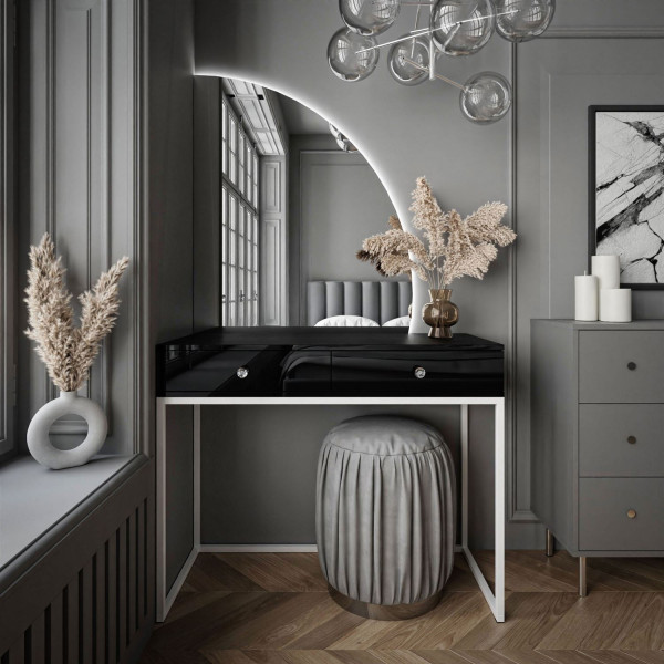 Toaletka QUINNIE biała uchwyt lustro prawe