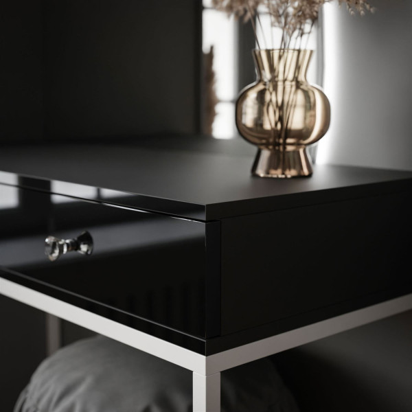 Toaletka QUINNIE biała uchwyt lustro prawe