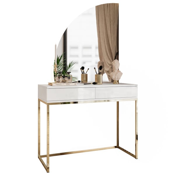 Toaletka QUINNIE złoty chrom/biały uchwyt lewa