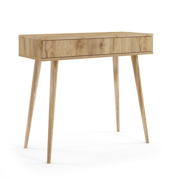 Toaletka z szufladami wysokie drewniane nogi IKON 90 Różowa