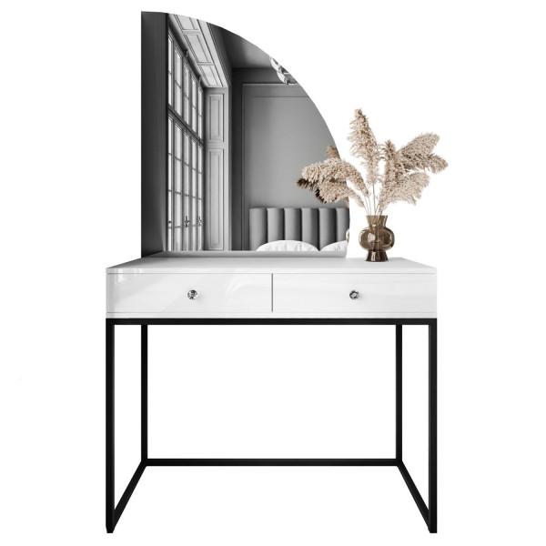 Toaletka QUINNIE biała uchwyt lustro prawe